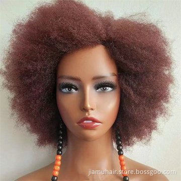 Synthetic Short  Wig Afro Kinky Straight Black Hair Wigs For African Yaki Cosplay Wigs